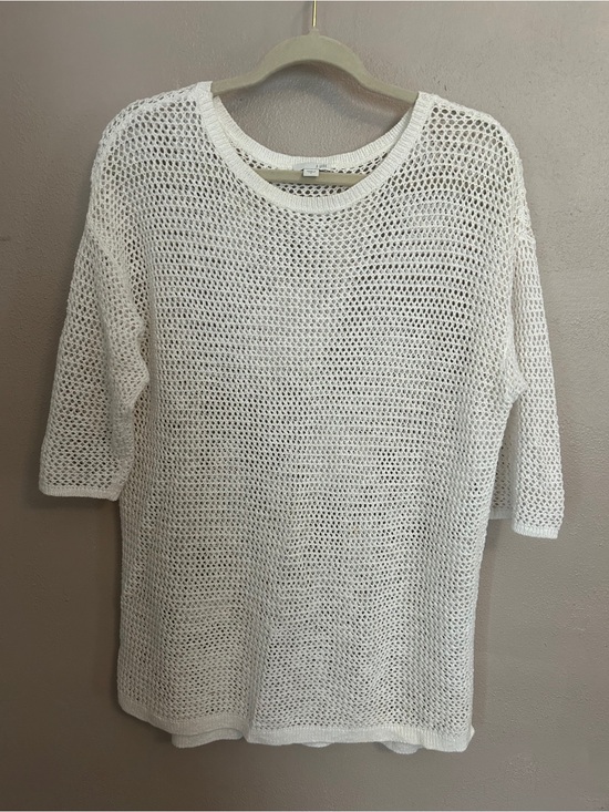 J. Jill Sweaters - J. Jill White Open Weave crochet Crewneck Sweater